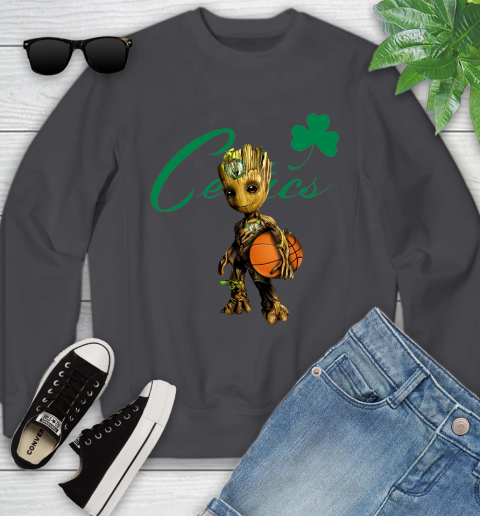 Boston Celtics NBA Basketball Groot Marvel Guardians Of The Galaxy Youth Sweatshirt 6