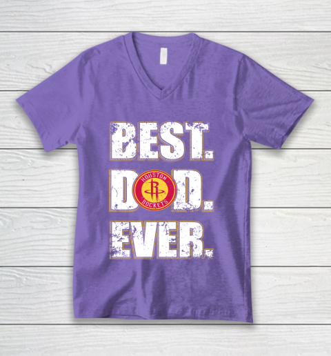 NBA Houston Rockets Basketball Best Dad Ever Family Shirt V-Neck T-Shirt 8