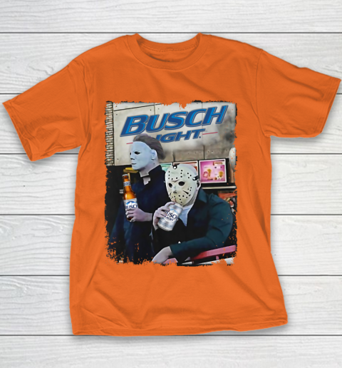 Michael Myers And Jason Voorhees Busch Light Halloween Youth T-Shirt 4