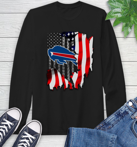 Buffalo Bills NFL Football American Flag Long Sleeve T-Shirt