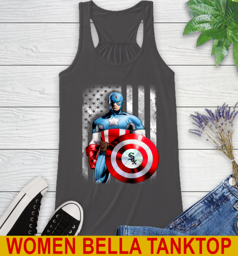 Chicago White Sox MLB Baseball Captain America Marvel Avengers American Flag Shirt Racerback Tank 10