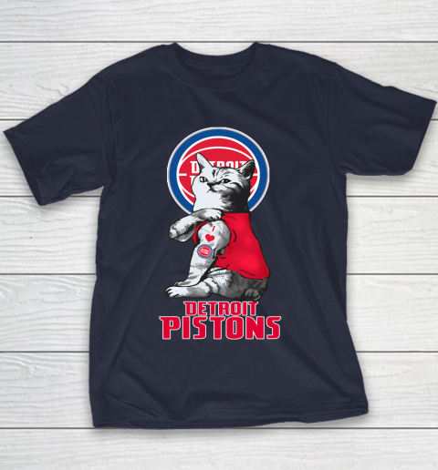 NBA Basketball My Cat Loves Detroit Pistons Youth T-Shirt 2
