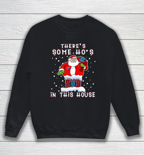 Detroit Lions Christmas There Is Some Hos In This House Santa Stuck In The Chimney NFL Sweatshirt