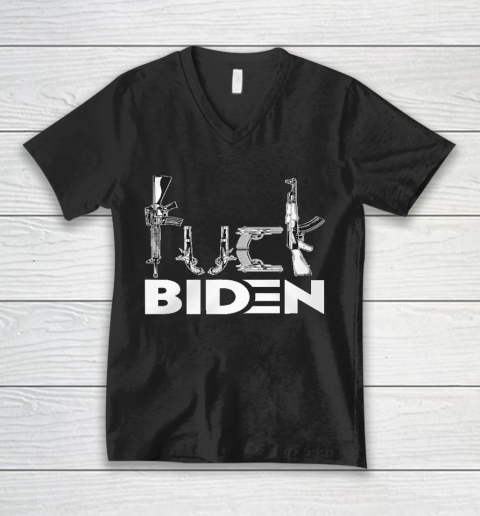 Fuck Biden Gun Control V-Neck T-Shirt