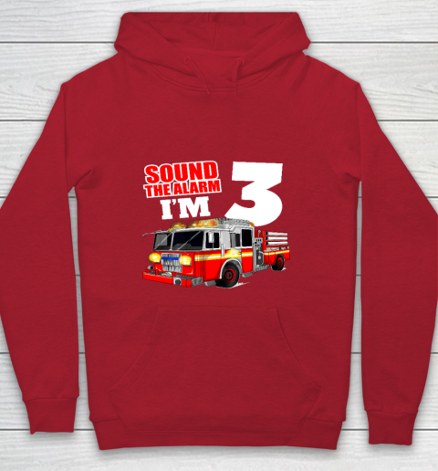 Kids Fire Truck 3rd Birthday T Shirt Boy Firefighter 3 Years Old Youth Hoodie 7