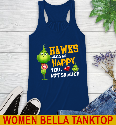 NBA Atlanta Hawks Makes Me Happy You Not So Much Grinch Basketball Sports Racerback Tank 7
