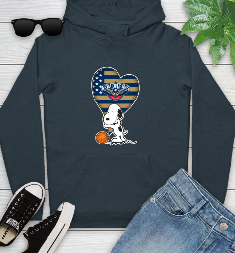 New Orleans Pelicans NBA Basketball The Peanuts Movie Adorable Snoopy Youth Hoodie 8