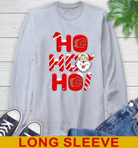 Calgary Flames NHL Hockey Ho Ho Ho Santa Claus Merry Christmas Shirt Long Sleeve T-Shirt 6