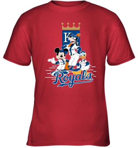 Kansas City Royals Mickey Donald And Goofy Baseball Youth T-Shirt 