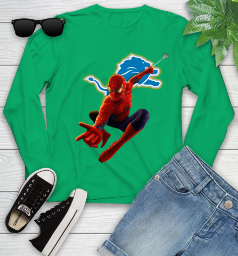 NFL Spider Man Avengers Endgame Football Detroit Lions Youth Long Sleeve 6