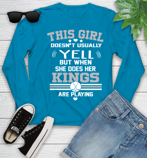 Los Angeles Kings NHL Hockey I Yell When My Team Is Playing Youth Long Sleeve 8
