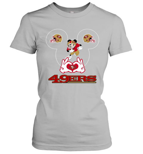 I Love The 49ers Mickey Mouse San Francisco 49ers Women's V-Neck T