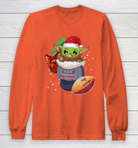 Tampa Bay Buccaneers Christmas Baby Yoda Star Wars Funny Happy NFL Long Sleeve T-Shirt 5