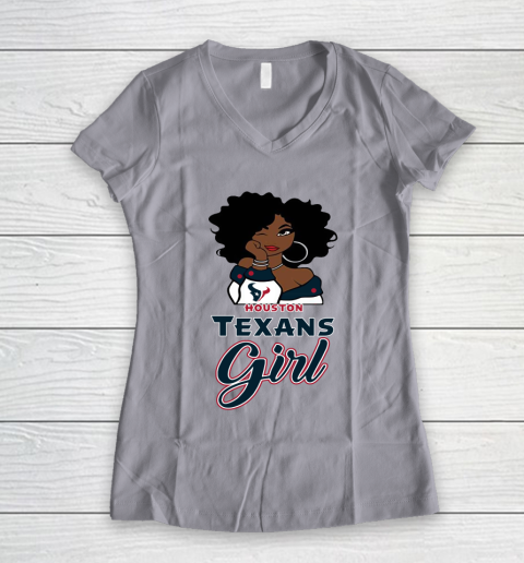 Houston Texans Girl NFL Women's V-Neck T-Shirt 4