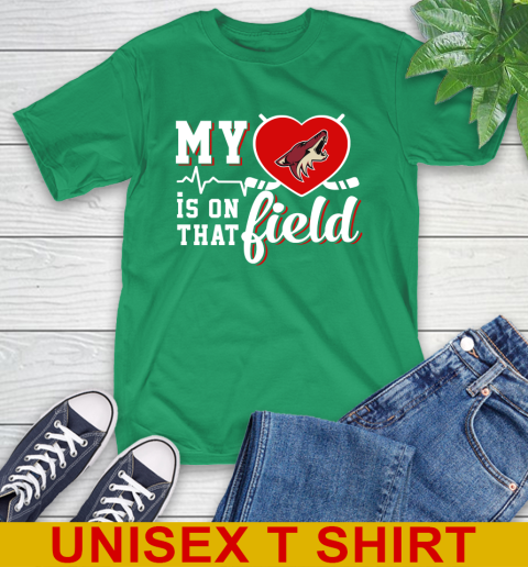 NHL My Heart Is On That Field Hockey Sports Arizona Coyotes T-Shirt 7