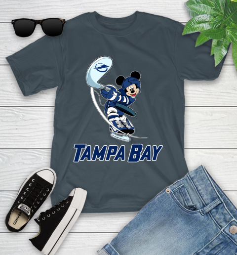 NHL Hockey Tampa Bay Lightning Cheerful Mickey Mouse Shirt Youth T-Shirt 8