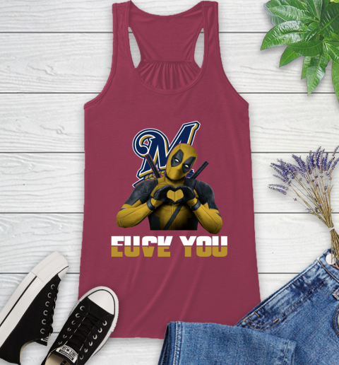 MLB Milwaukee Brewers Deadpool Love You Fuck You Baseball Sports Racerback Tank 7