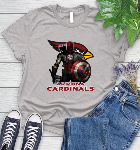 NFL Captain America Thor Spider Man Hawkeye Avengers Endgame Football Arizona Cardinals Women's T-Shirt 10