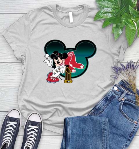 MLB Boston Red Sox The Commissioner's Trophy Mickey Mouse Disney Women's T-Shirt