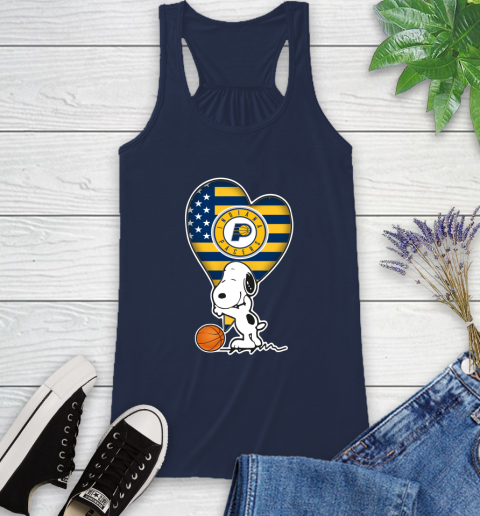Indiana Pacers NBA Basketball The Peanuts Movie Adorable Snoopy Racerback Tank 10