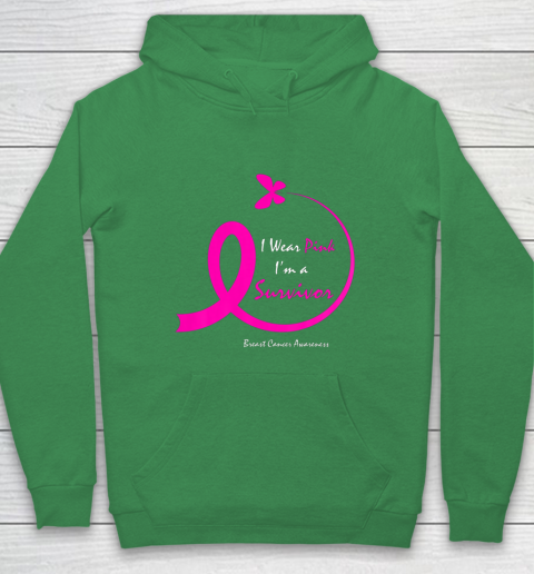 Womens Butterfly I Wear Pink I m A Survivor Breast Cancer Awareness Hoodie 5