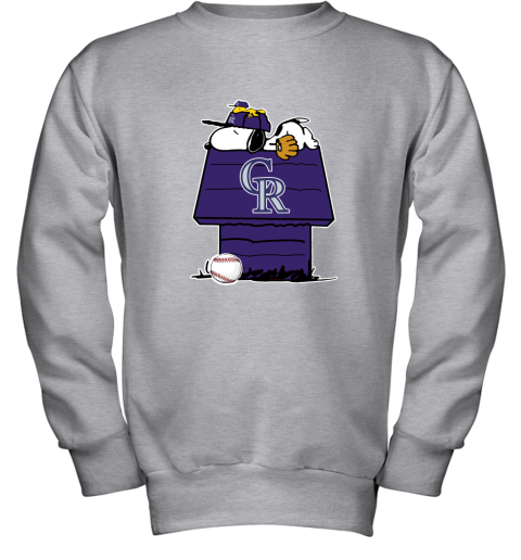 Colorado Rockies Snoopy And Woodstock Resting Together MLB Youth Sweatshirt