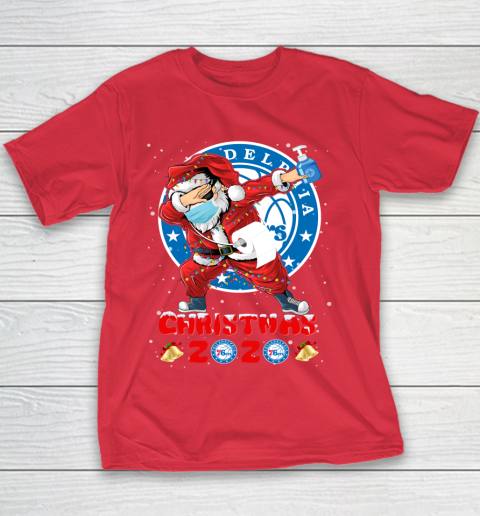 Philadelphia 76ers Funny Santa Claus Dabbing Christmas 2020 NBA Youth T-Shirt 7