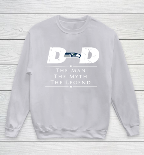 Seattle Seahawks NFL Football Dad The Man The Myth The Legend Youth Sweatshirt 3