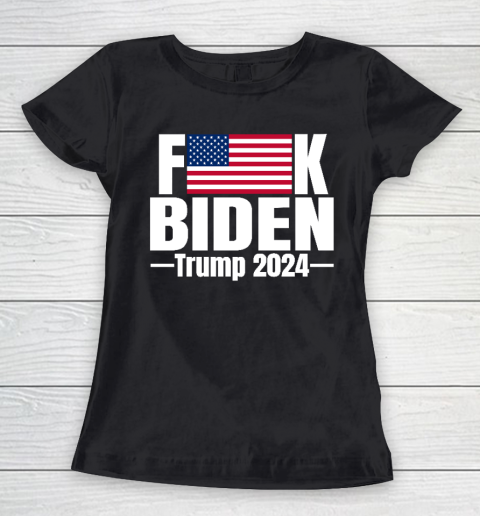 Fuck Biden American Flag Trump 2024 Women's T-Shirt