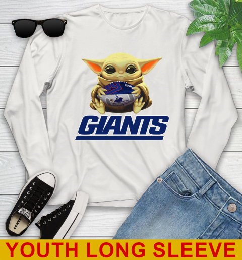 NFL Football New York Giants Baby Yoda Star Wars Shirt Youth Long Sleeve 12