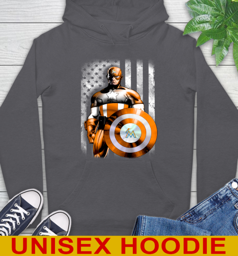 Miami Marlins MLB Baseball Captain America Marvel Avengers American Flag Shirt Hoodie 7