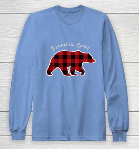 GRANDPA BEAR Men Red Plaid Christmas Pajama Family Gift Long Sleeve T-Shirt 8