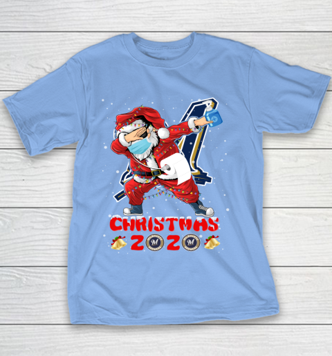 Milwaukee Brewers Funny Santa Claus Dabbing Christmas 2020 MLB Youth T-Shirt 8