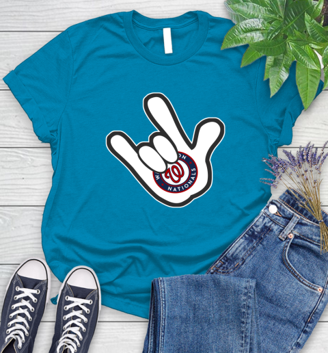 Washington Nationals MLB Baseball Mickey Rock Hand Disney Women's T-Shirt 7