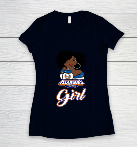 New York Islanders Girl NHL Women's V-Neck T-Shirt 3