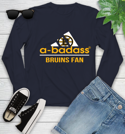 NHL A Badass Boston Bruins Fan Adidas Hockey Sports Youth Long Sleeve 2
