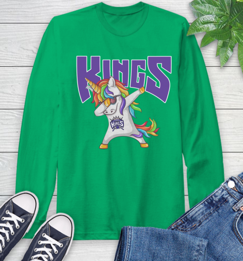 Sacramento Kings NBA Basketball Funny Unicorn Dabbing Sports Long Sleeve T-Shirt 7