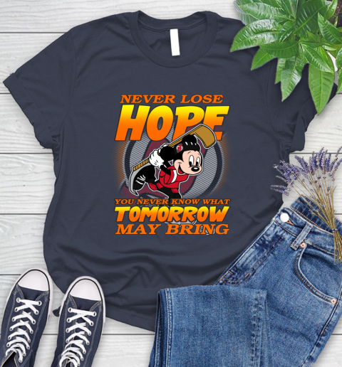 New Jersey Devils NHL Hockey ootball Mickey Disney Never Lose Hope Women's T-Shirt 14