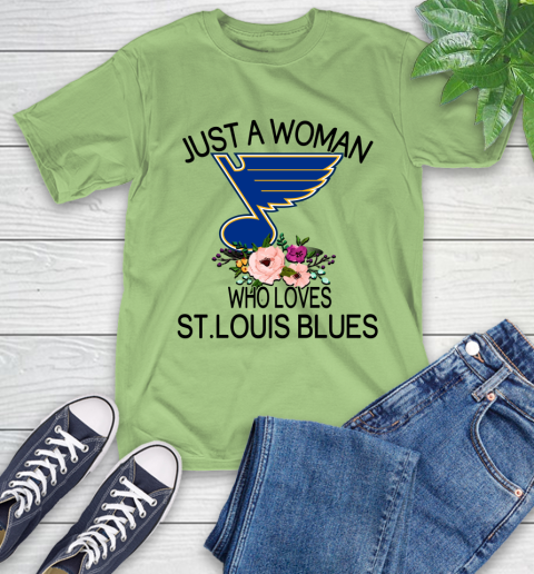 NHL Just A Woman Who Loves St.Louis Blues Hockey Sports T-Shirt 9