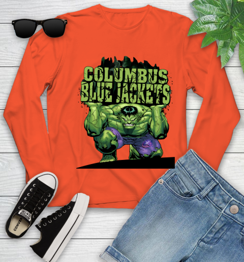 Columbus Blue Jackets NHL Hockey Incredible Hulk Marvel Avengers Sports Youth Long Sleeve 4