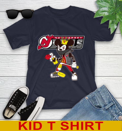 New Jersey Devils NHL Hockey Mickey Peace Sign Sports Youth T-Shirt 3