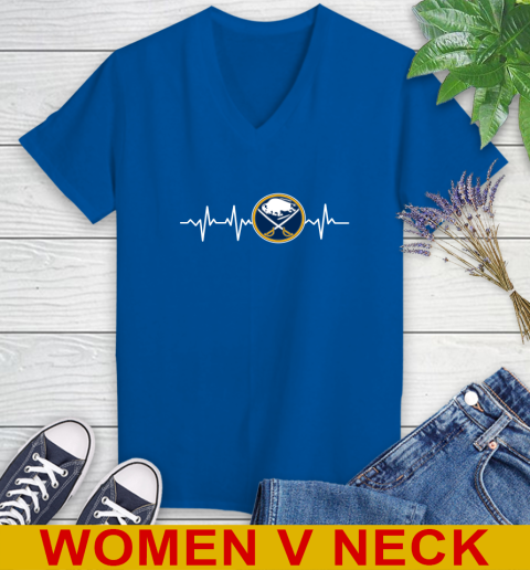 Buffalo Sabres NHL Hockey Heart Beat Shirt Women's V-Neck T-Shirt 9