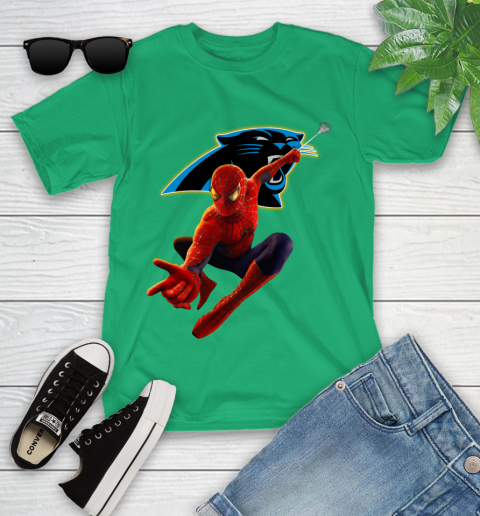 NFL Spider Man Avengers Endgame Football Carolina Panthers Youth T-Shirt 6