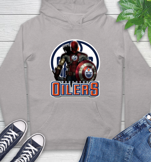 NHL Captain America Thor Spider Man Hawkeye Avengers Endgame Hockey Edmonton Oilers Hoodie 12