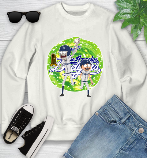 MLB Los Angeles Dodgers Rick And Morty Commissioner's Trophy Baseball Sports Youth Sweatshirt