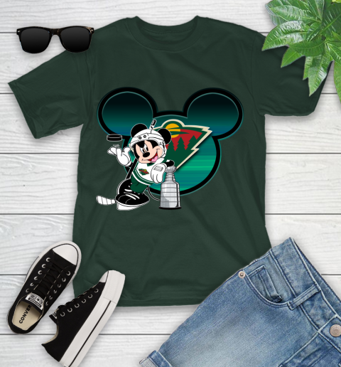 NHL Minnesota Wild Stanley Cup Mickey Mouse Disney Hockey T Shirt Youth T-Shirt 5
