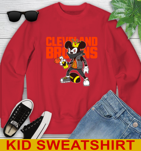 Cleveland Browns NFL Football Mickey Peace Sign Sports Youth Sweatshirt 8