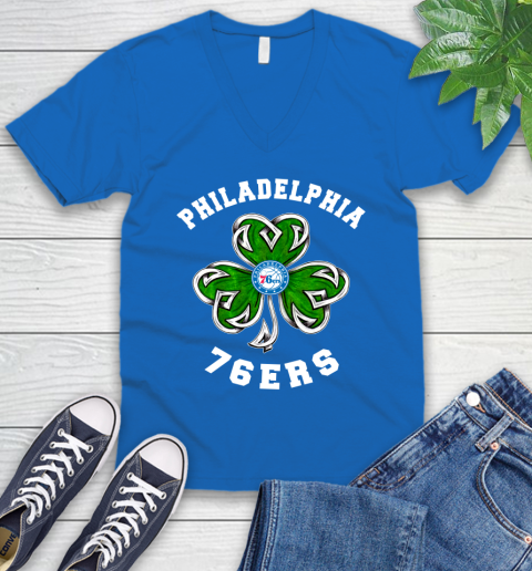 NBA Philadelphia 76ers Three Leaf Clover St Patrick's Day Basketball Sports V-Neck T-Shirt 5