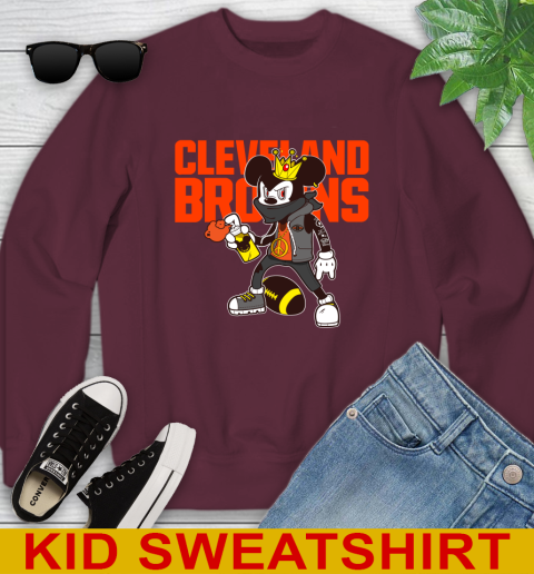 Cleveland Browns NFL Football Mickey Peace Sign Sports Youth Sweatshirt 5
