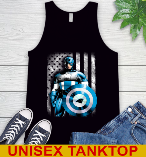 Carolina Panthers NFL Football Captain America Marvel Avengers American Flag Shirt Tank Top